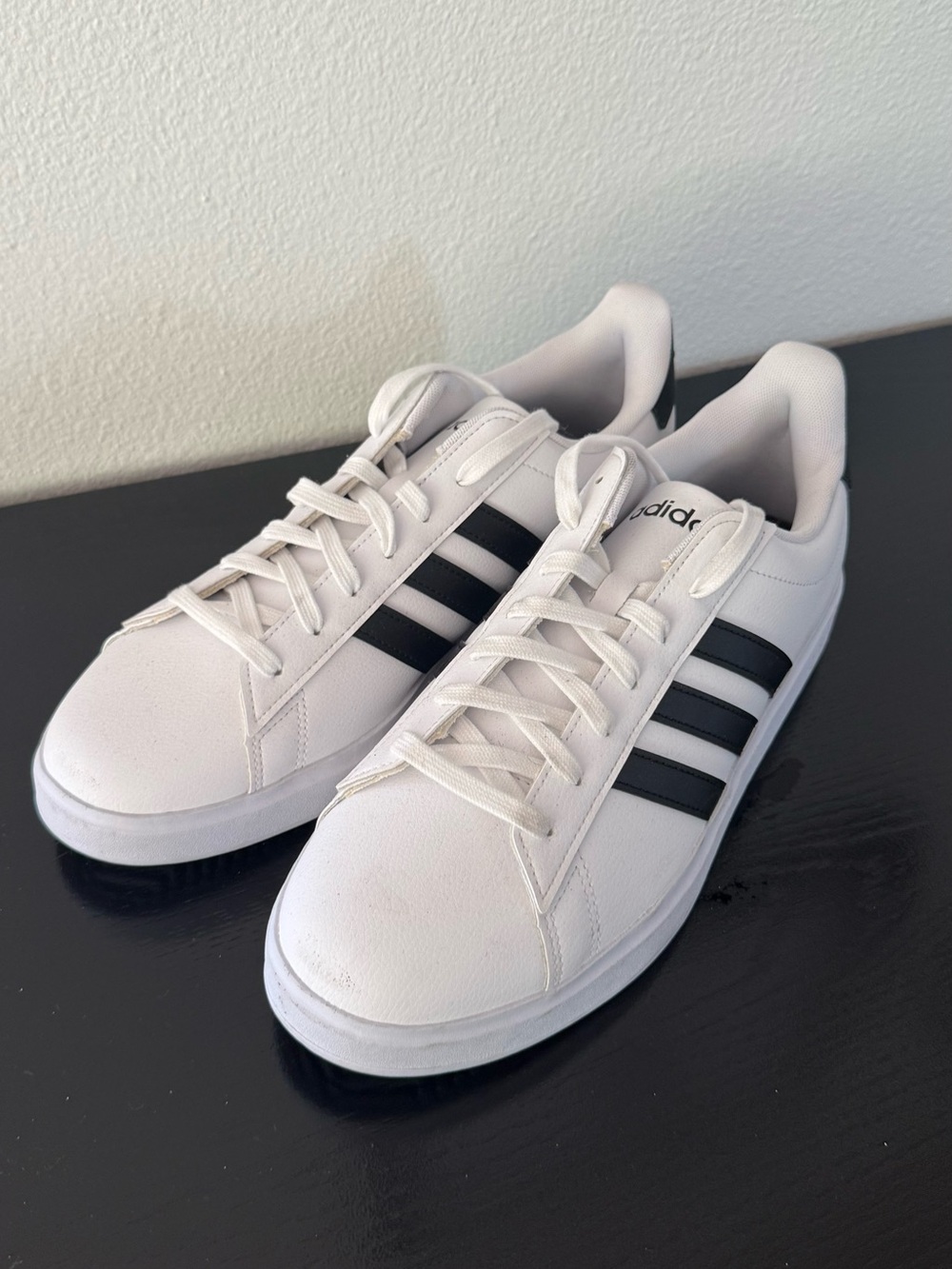 *New* adidas White Sneakers with Black Stripes